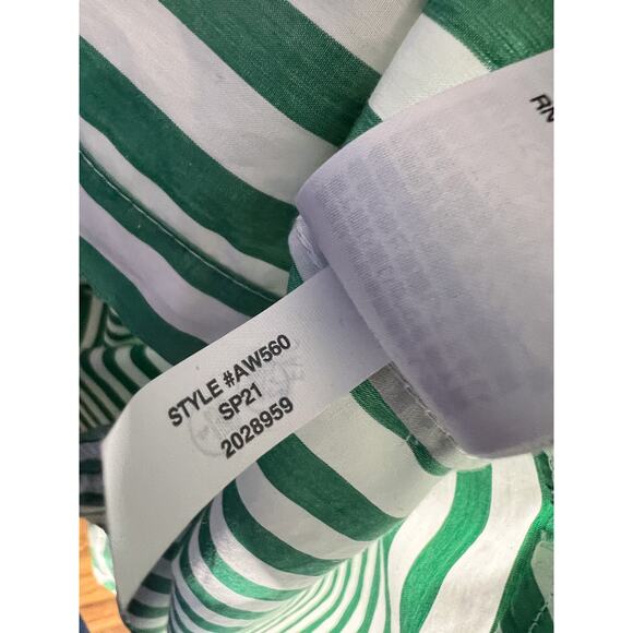 J. Crew Green Striped Cotton Belted Shirtdress Size 6 Button‎ Front Long Sleeve - Picture 6 of 7